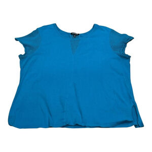 Rebel Wilson X Angels Shirt Womens Plus 2X Blue Mesh Shoulder Stretch Top Tee